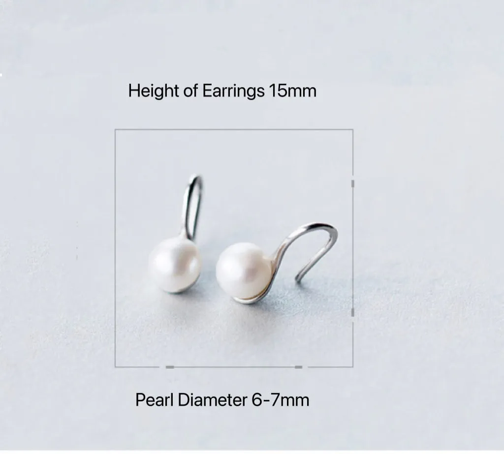 Pearl Drop Hook Earrings-EOS011
