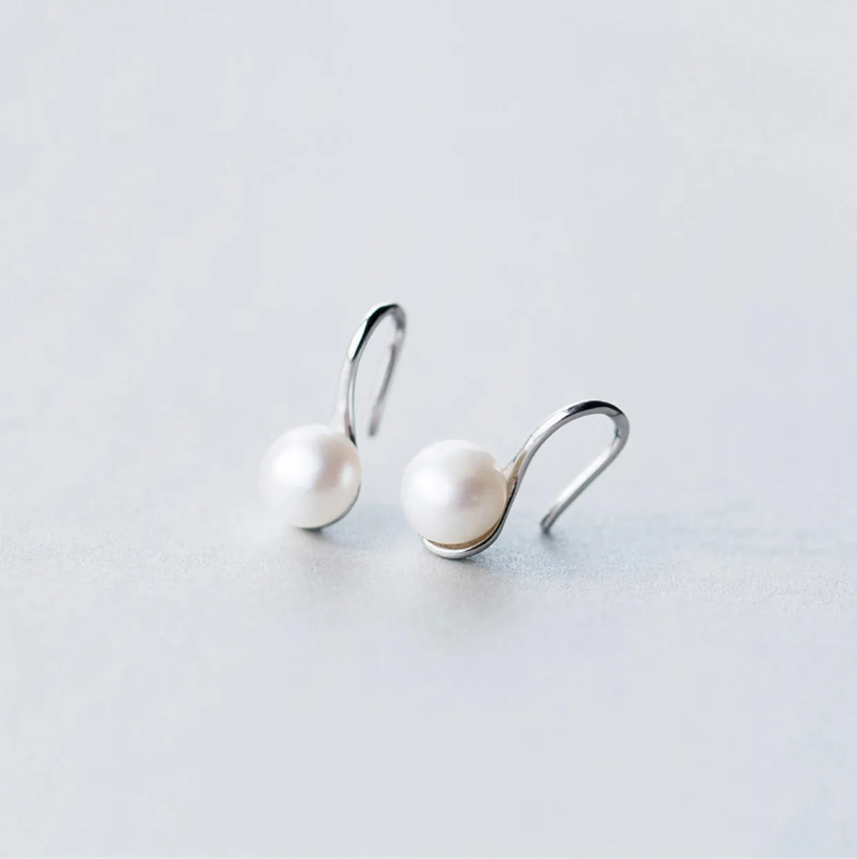 Pearl Drop Hook Earrings-EOS011