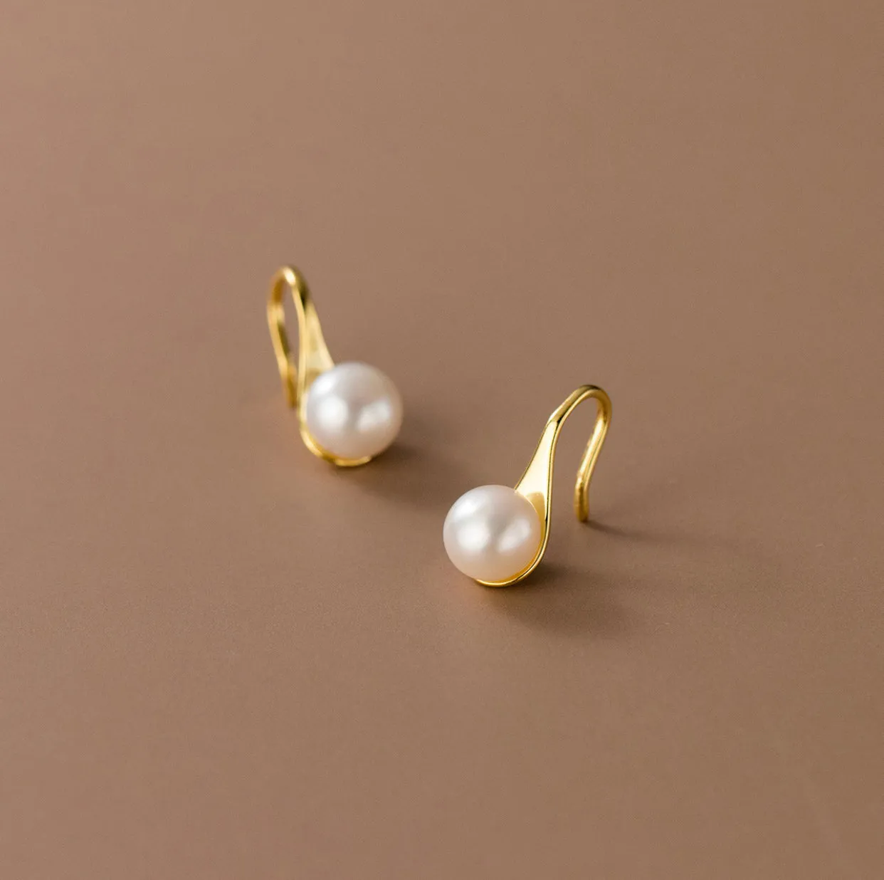 Pearl Drop Hook Earrings-EOS011