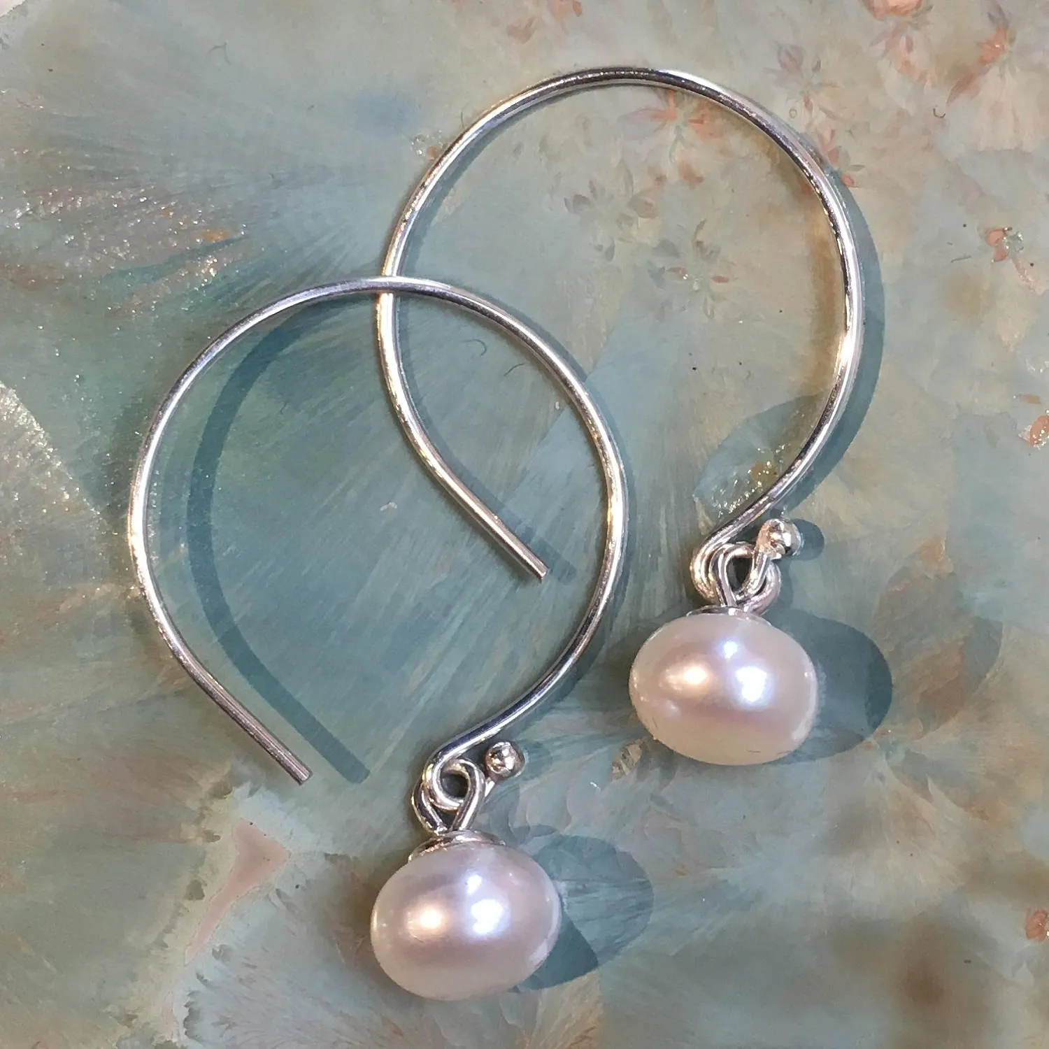 Pearl Silver Bridal Hoops - Celeste Pearl.