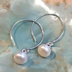 Pearl Silver Bridal Hoops - Celeste Pearl.