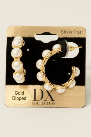 Pearl Studded Hoop Earrings