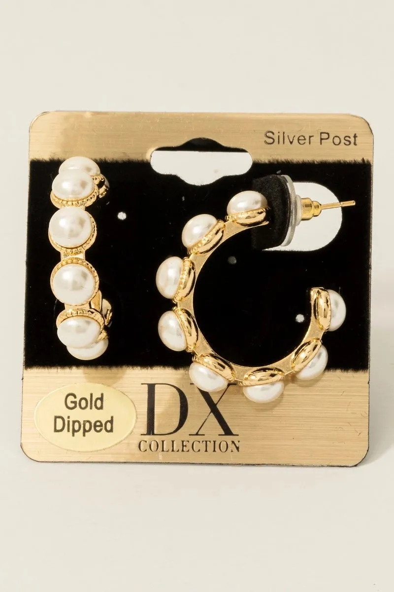 Pearl Studded Hoop Earrings