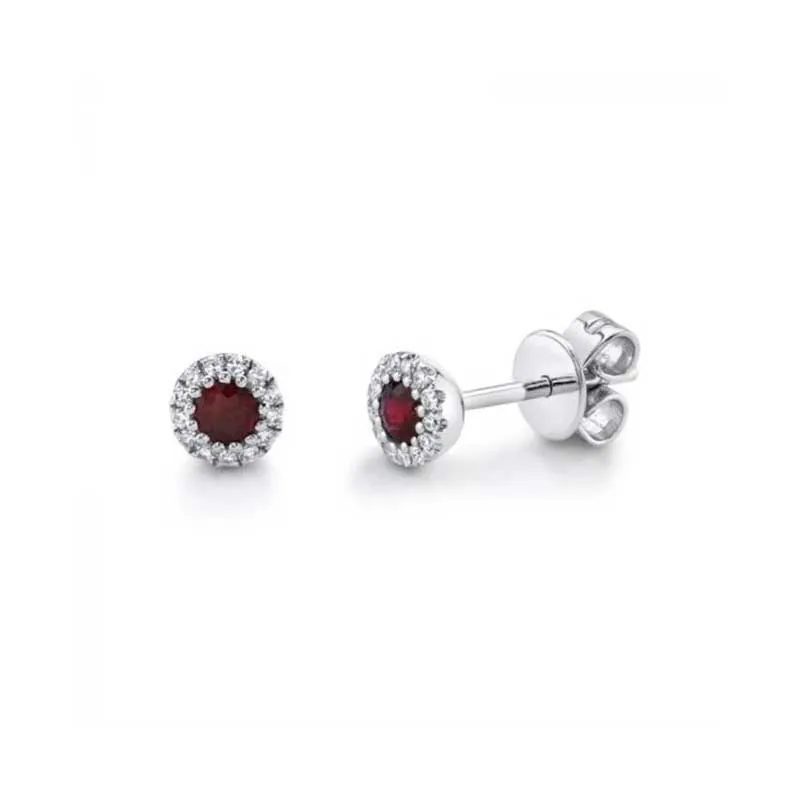 Petite Ruby and Diamond Stud Earrings