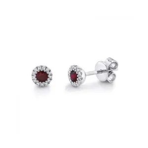 Petite Ruby and Diamond Stud Earrings
