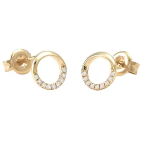 Petite Yellow Gold Diamond Open Circle Stud Earring