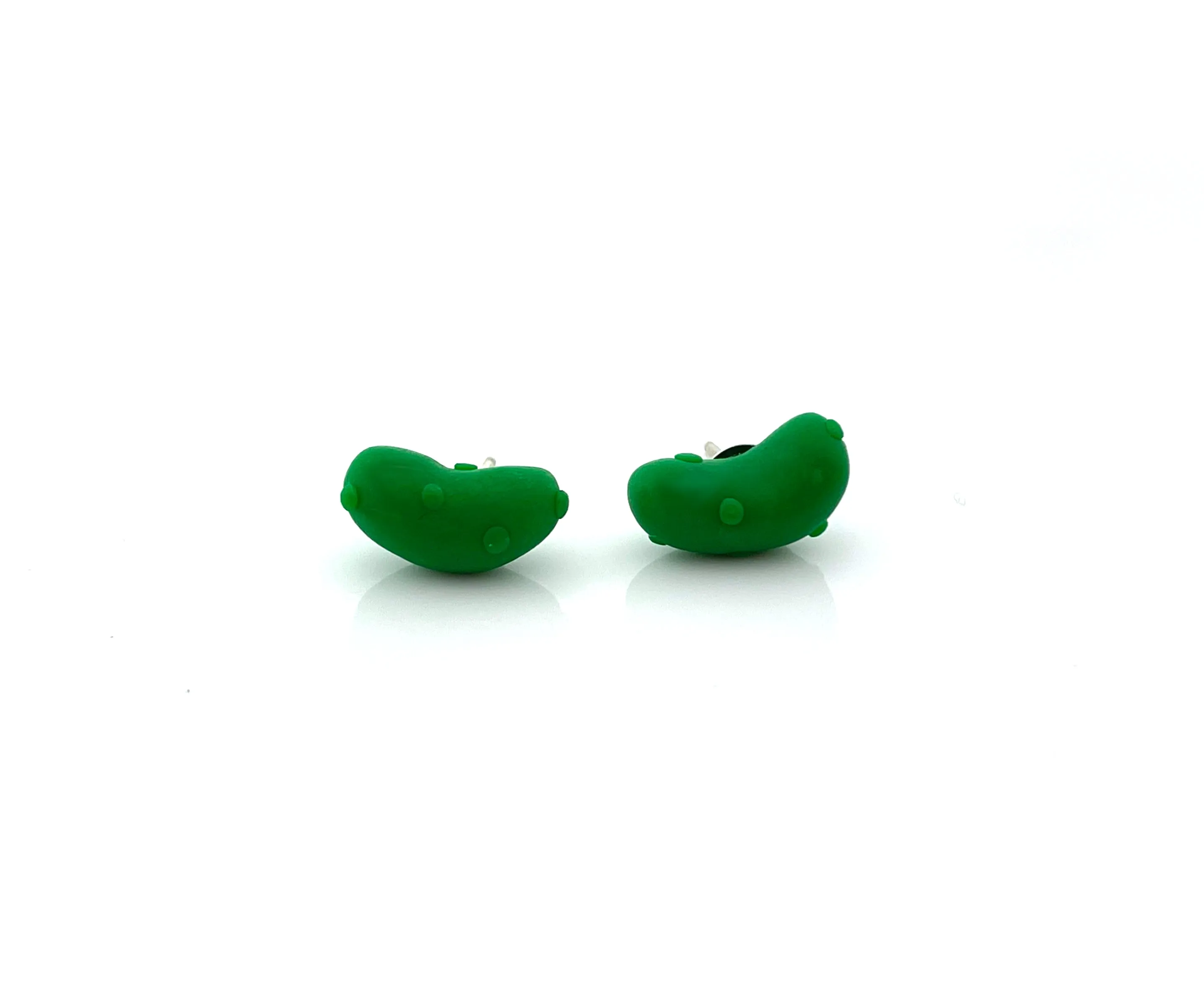 Pickle Charm Polymer Clay Sterling Silver Stud Earrings
