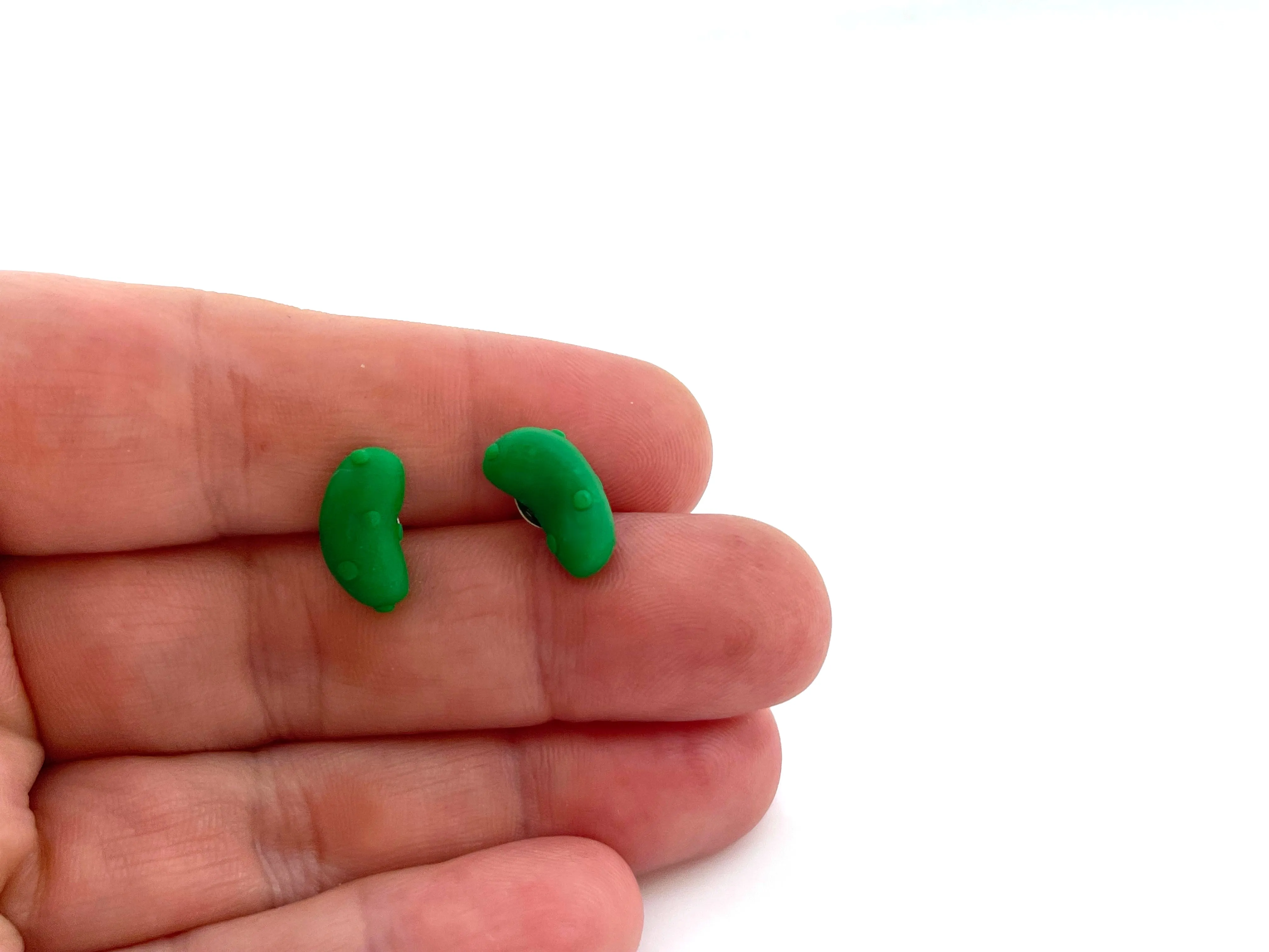 Pickle Charm Polymer Clay Sterling Silver Stud Earrings