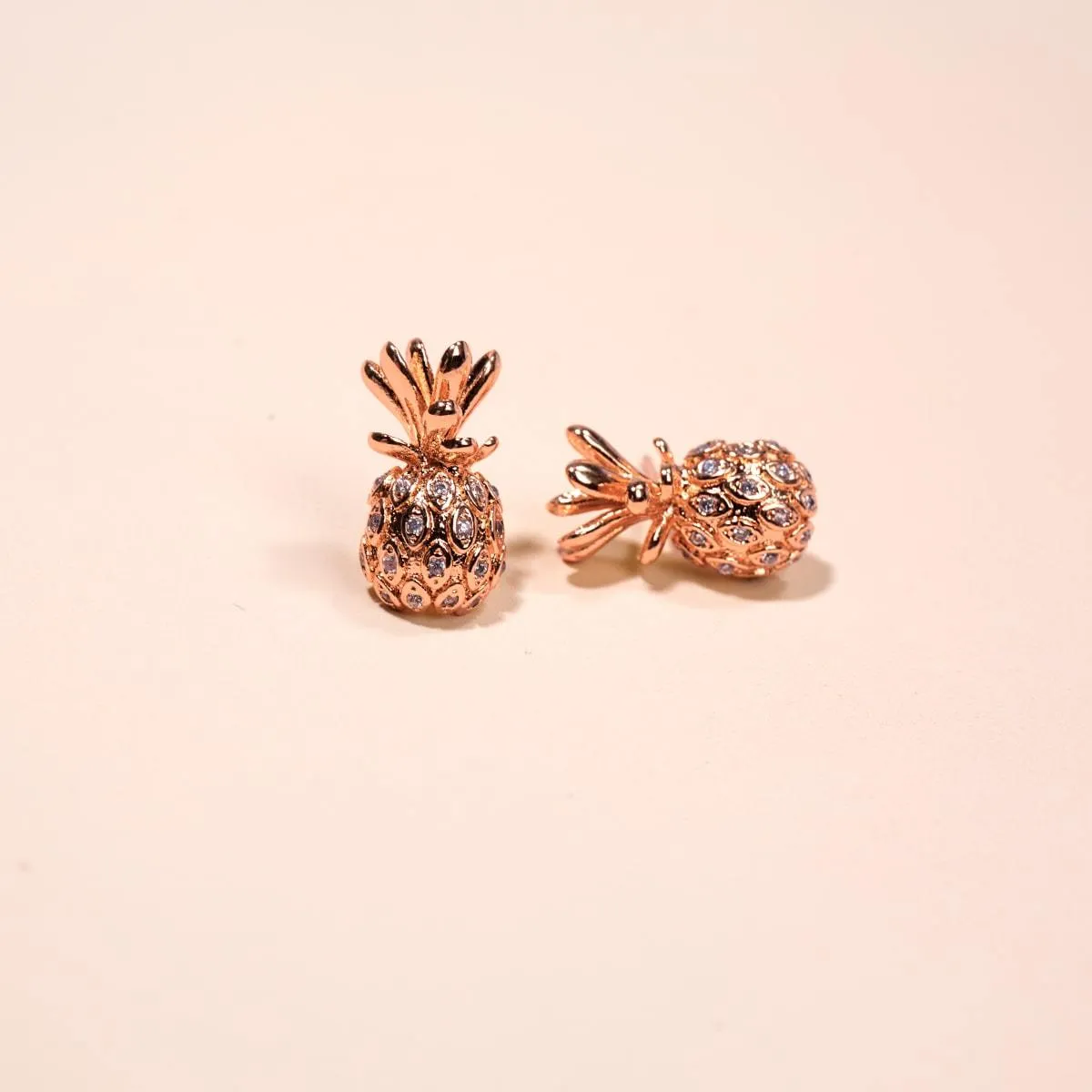 Pina Colada | Rose Gold Vermeil | CZ Diamond Pineapple Earrings