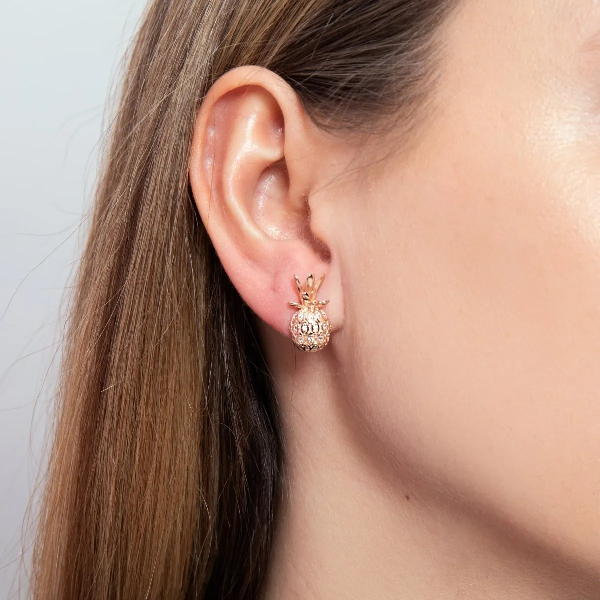 Pina Colada | Rose Gold Vermeil | CZ Diamond Pineapple Earrings