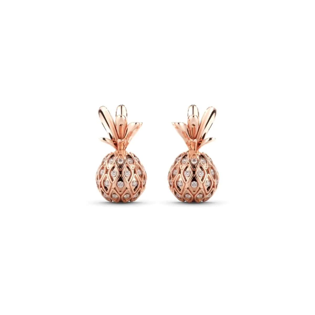 Pina Colada | Rose Gold Vermeil | CZ Diamond Pineapple Earrings