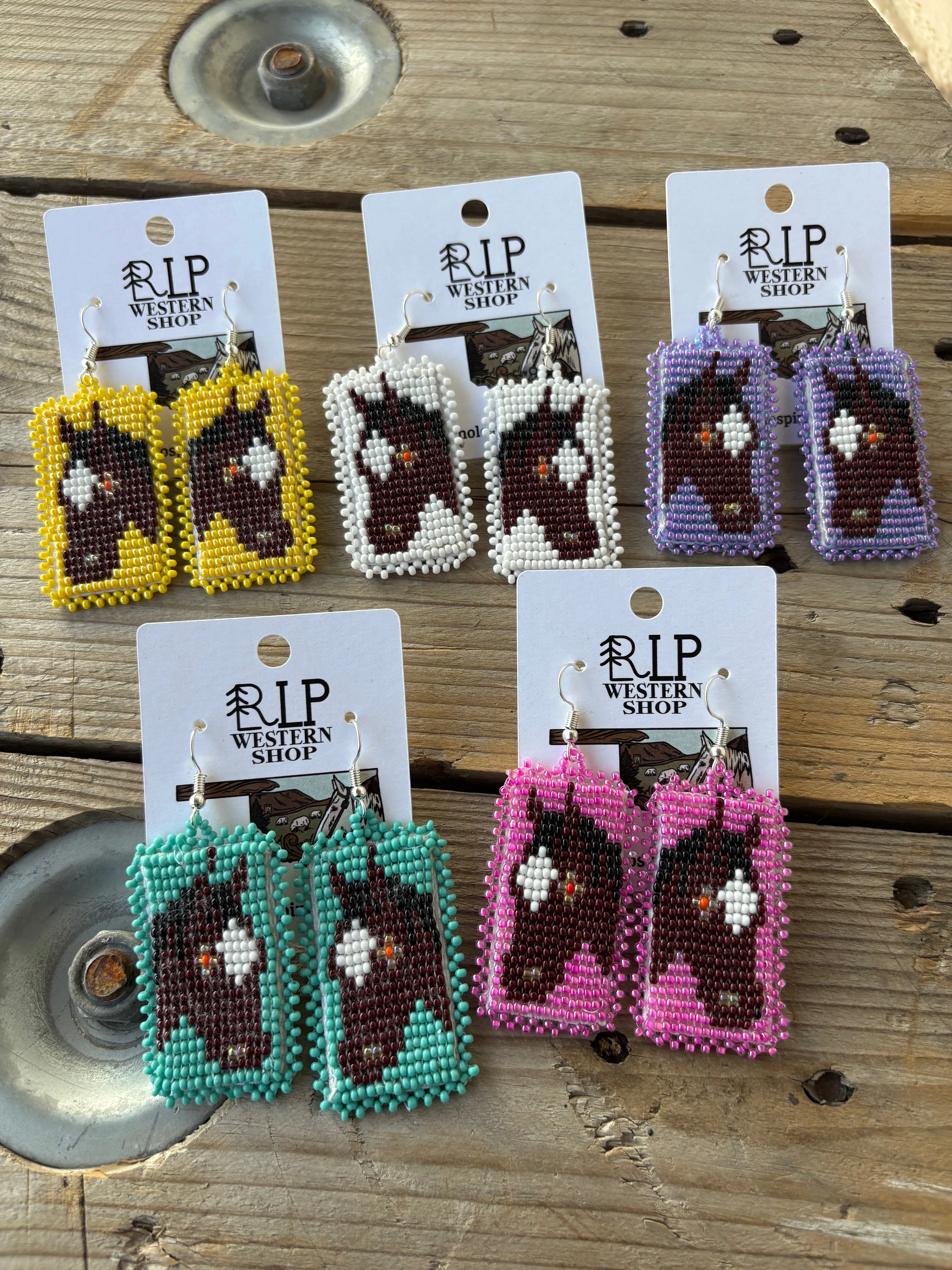 Pink Bay Mare Beaded Earrings