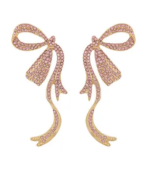 Pink Crystal Ribbon Earrings