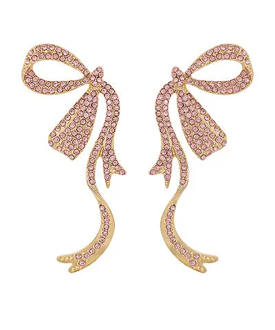 Pink Crystal Ribbon Earrings