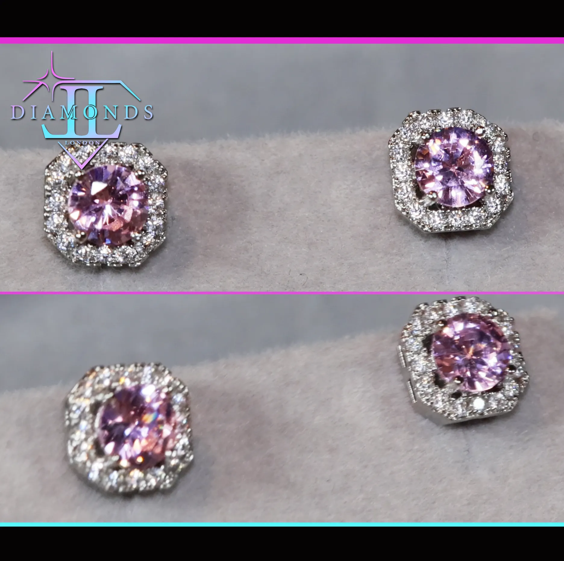 Pink Diamond Earrings | Diamond Ear Studs