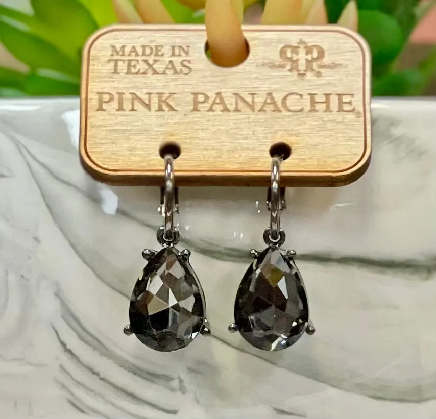 Pink Panache Black Swarovski Crystal Lever-Back Earrings