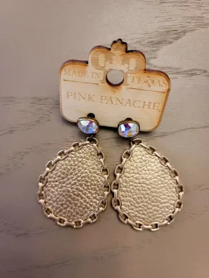 Pink Panache Gold Leather and Chain Earrings