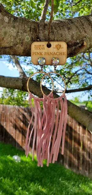 Pink Panache Pink Leather Tassel Earrings