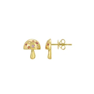 Pink Sapphire and Diamond Mushroom Studs