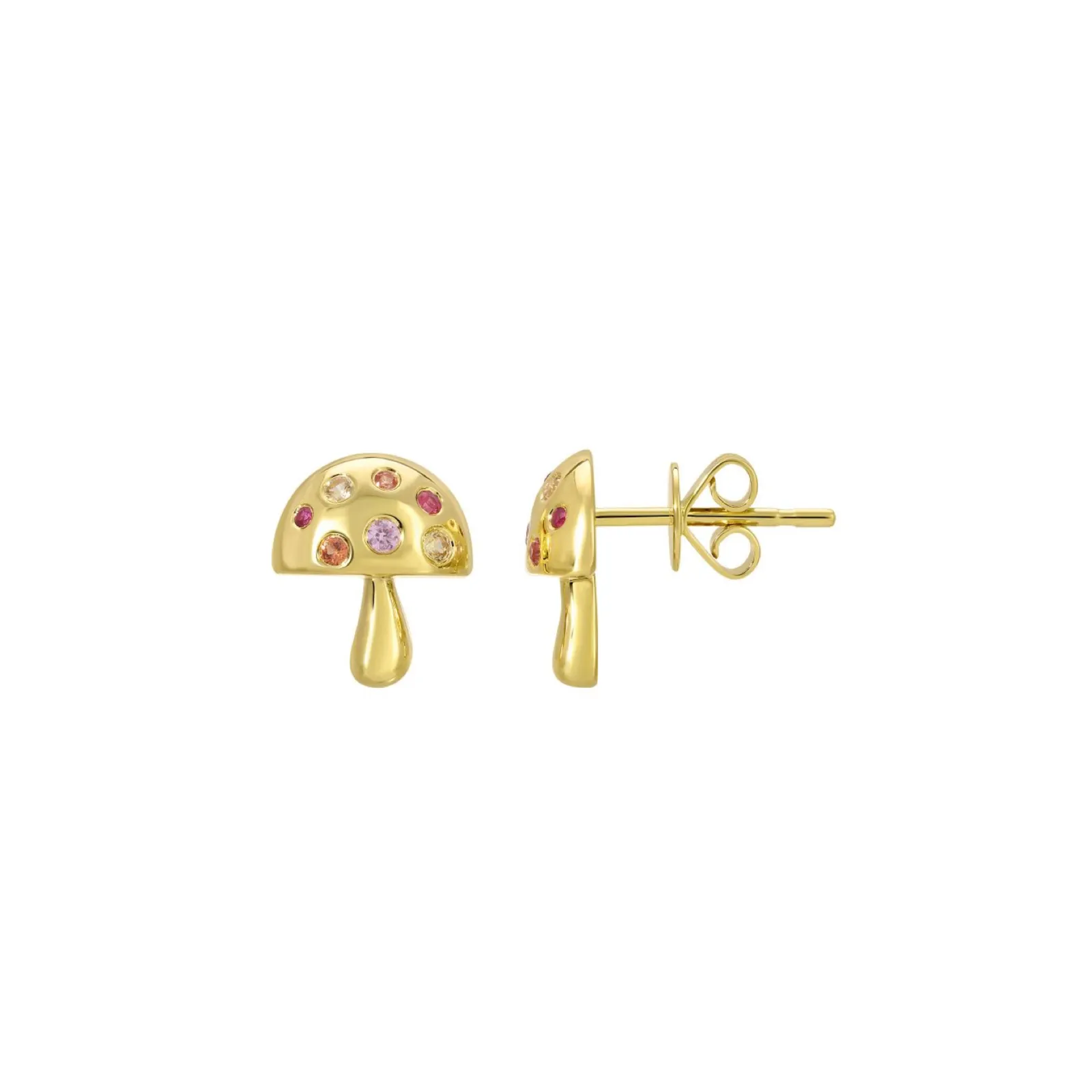 Pink Sapphire and Diamond Mushroom Studs