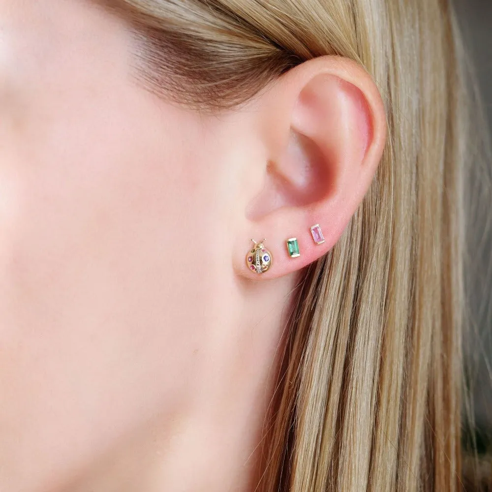 Pink Sapphire Baguette Studs