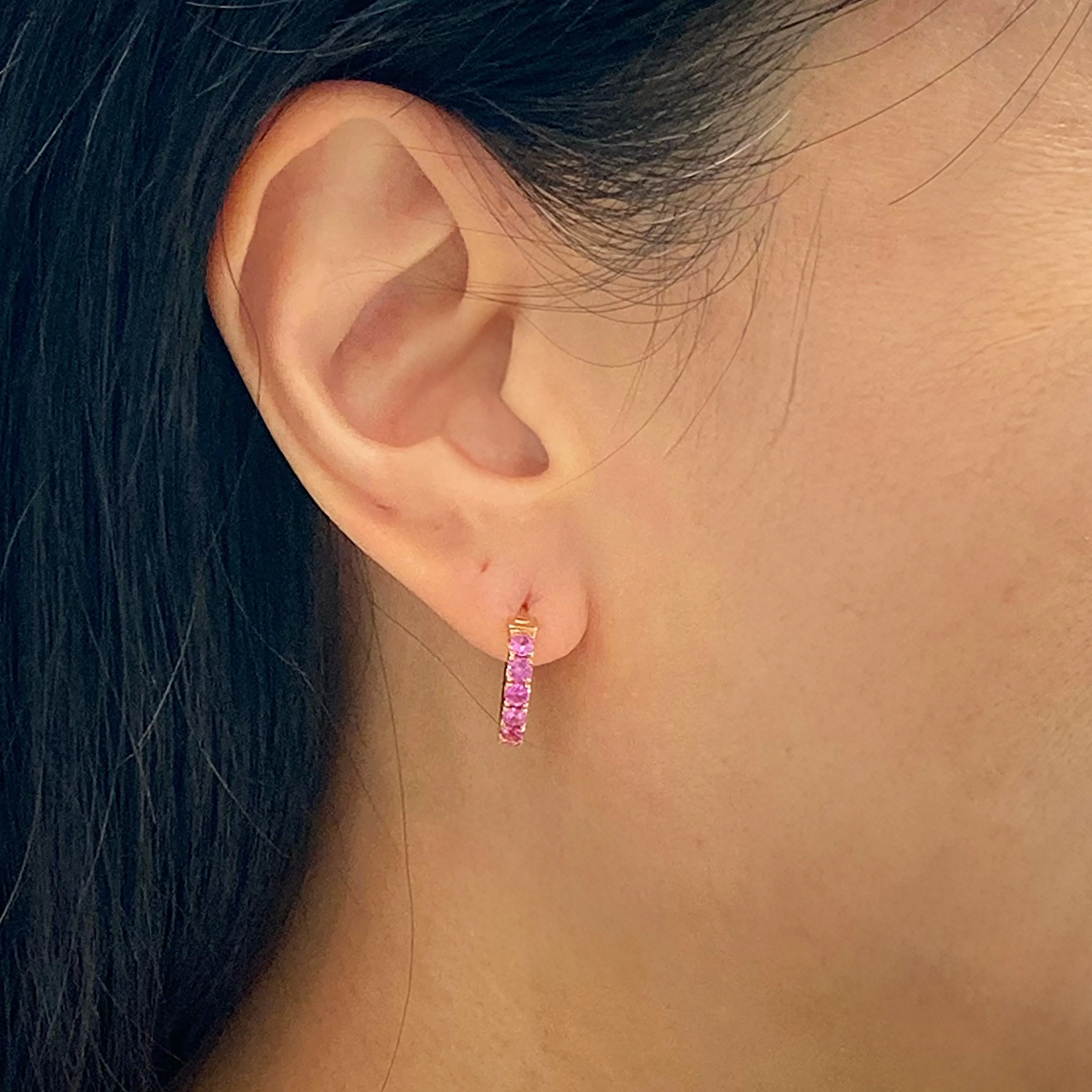 Pink Sapphire Hoop Earrings