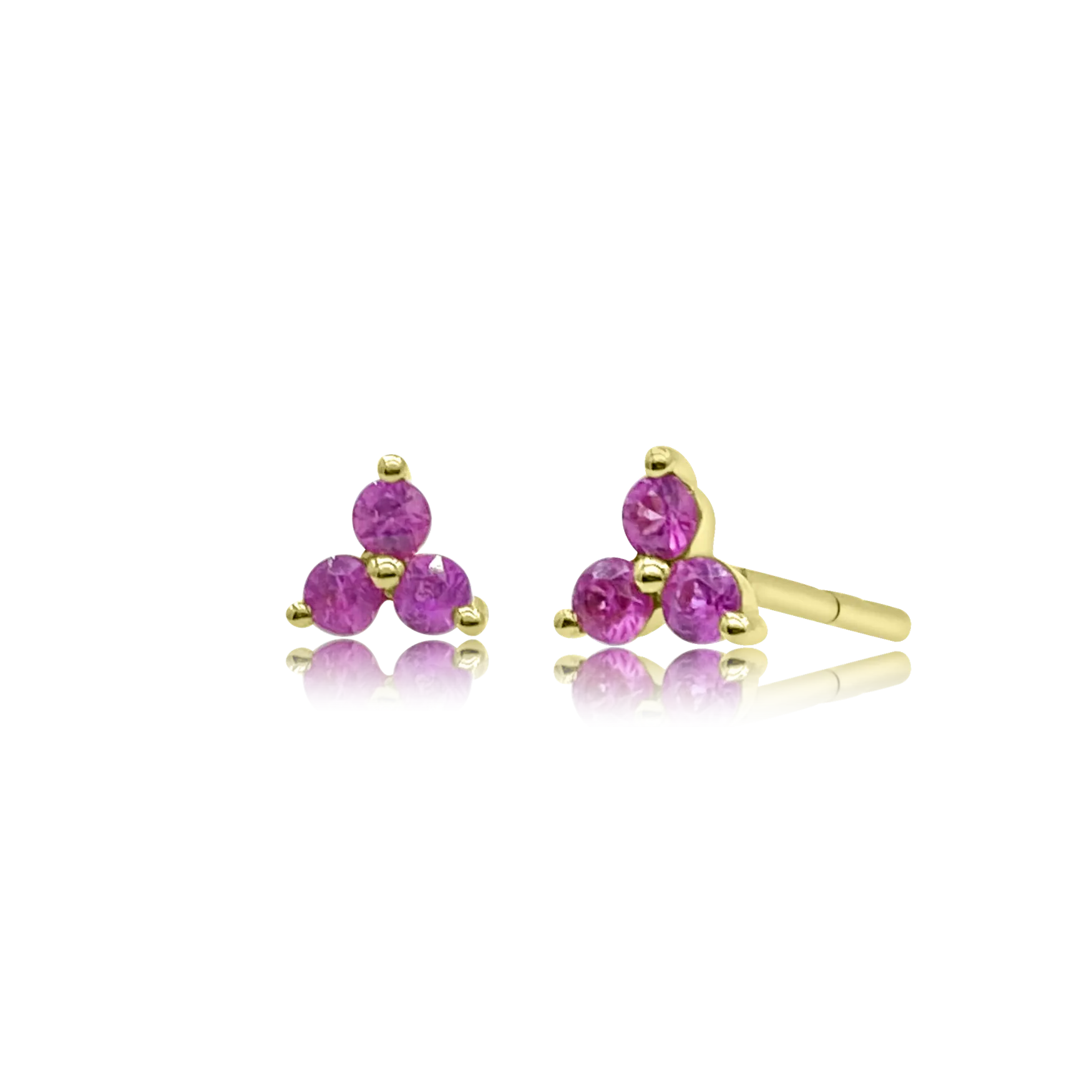Pink Sapphire Trinity Post Earring
