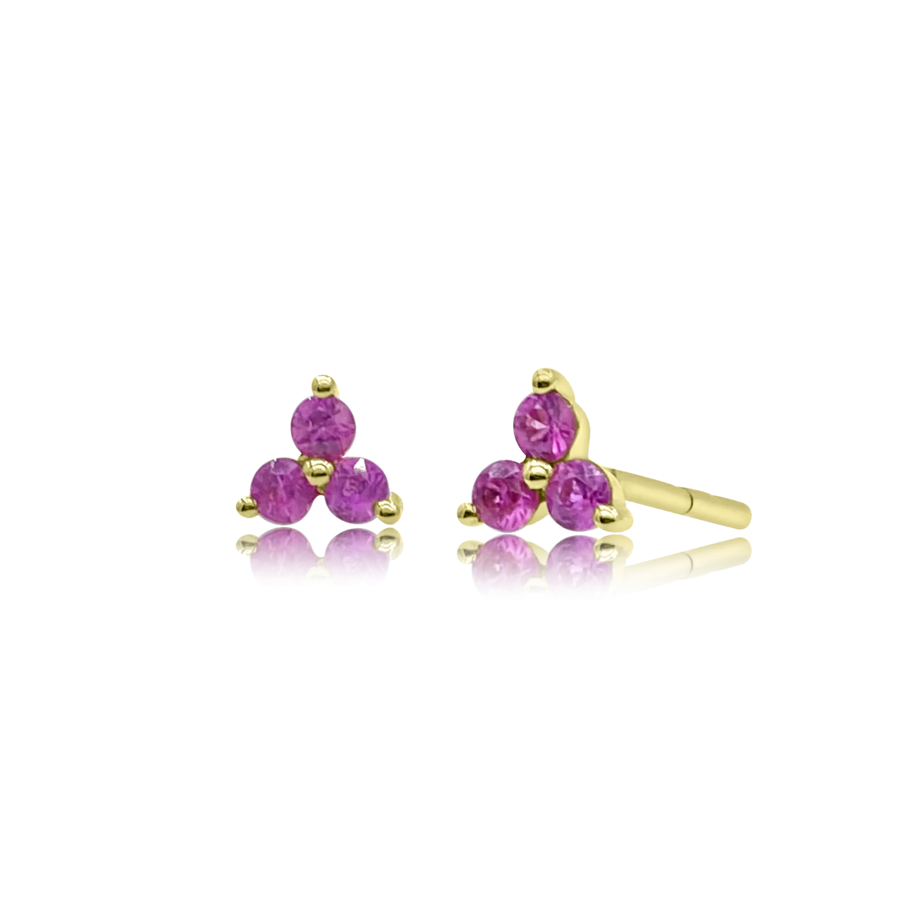Pink Sapphire Trinity Post Earring