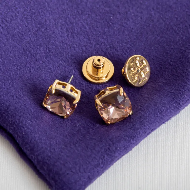 Pink Set Crystal Earrings