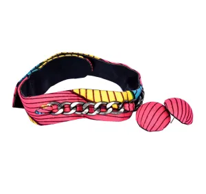 Pinkstroke Ankara Choker with Pink Button Earrings
