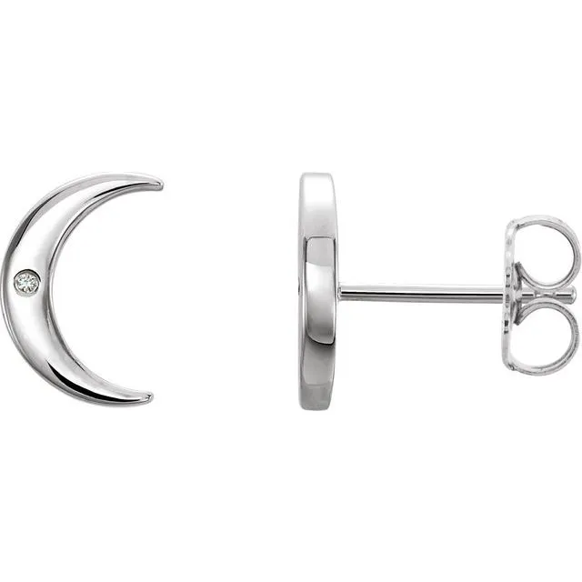 Platinum .005 CTW Natural Diamond Crescent Earrings