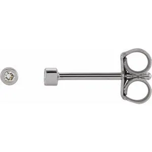 Platinum .01 CT Natural Diamond Micro Bezel Single Stud Earring