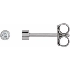 Platinum .025 CT Natural Diamond Micro Bezel Single Stud Earring