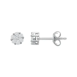 Platinum 0.25ct I-J/SI Diamond Cluster Stud Earrings