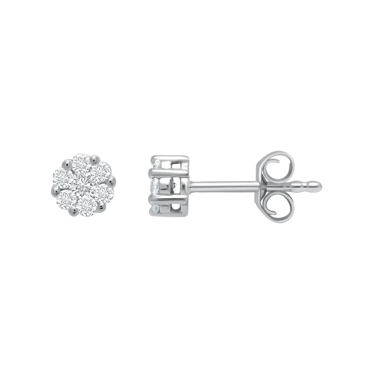 Platinum 0.25ct I-J/SI Diamond Cluster Stud Earrings