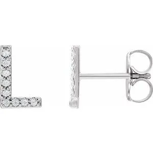 Platinum .04 CTW Natural Diamond Initial L Earring