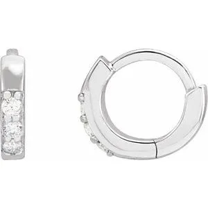 Platinum .05 CTW Natural Diamond 8 mm Huggie Earrings