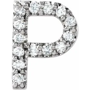 Platinum .05 CTW Natural Diamond Initial P Earring