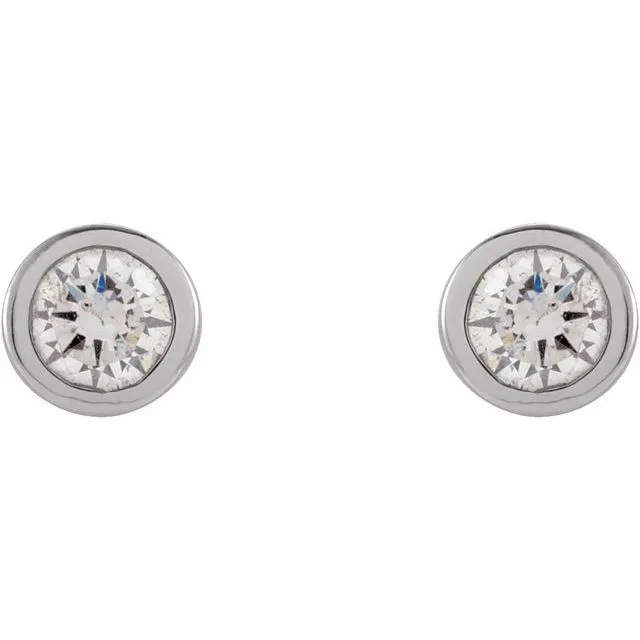 Platinum .06 CTW Natural Diamond Micro Bezel-Set Earrings