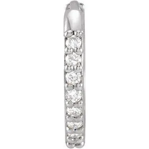 Platinum .07 CT Natural Diamond Single 12.5 mm Huggie Earring