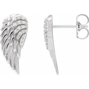 Platinum .07 CTW Natural Diamond Angel Wing Earrings