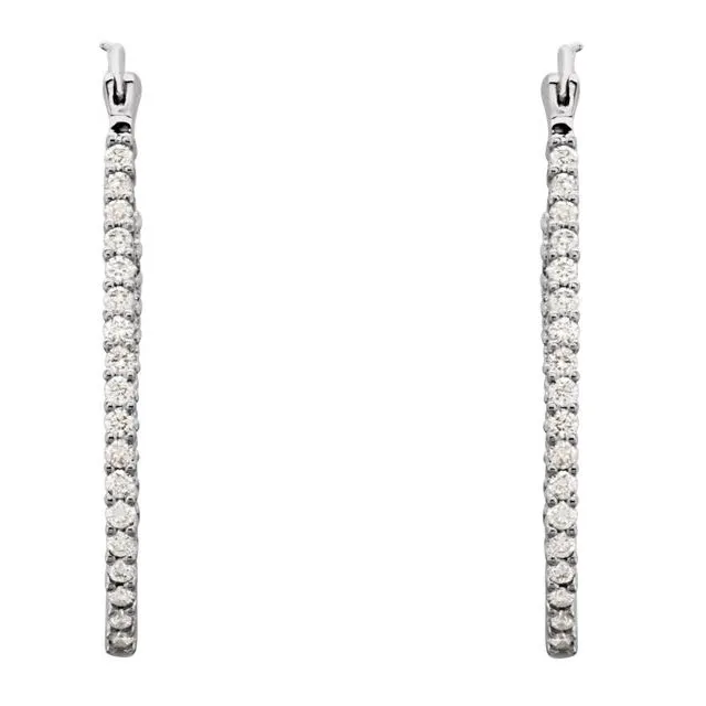 Platinum 1 CTW Diamond Inside-Outside Oval Hoop Earrings