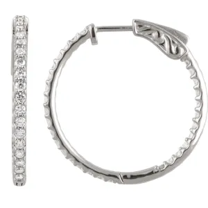 Platinum 1 CTW Diamond Inside/Outside Hoop Earrings