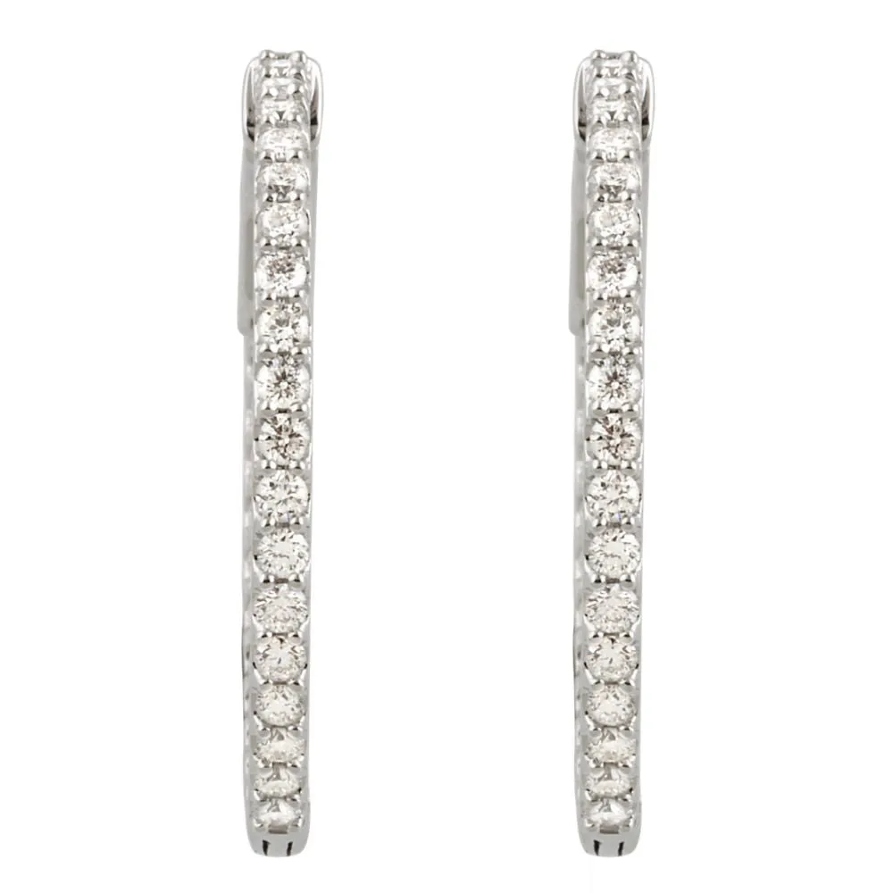 Platinum 1 CTW Diamond Inside/Outside Hoop Earrings