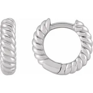 Platinum 10x2.5 mm Left Rope Huggie Hoop Earring
