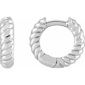 Platinum 10x2.5 mm Right Rope Huggie Hoop Earring