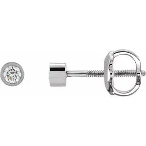 Platinum 1/10 CTW Natural Diamond Micro Bezel-Set Earrings
