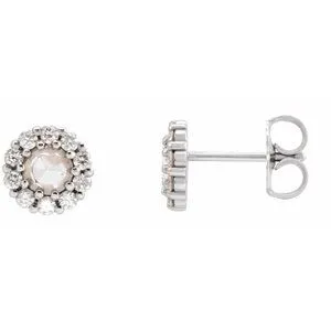 Platinum 1/3 CTW Rose-Cut Natural Diamond Halo-Style Earrings