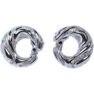 Platinum 1.30 Carat Diamond Crescent Clip On Earrings