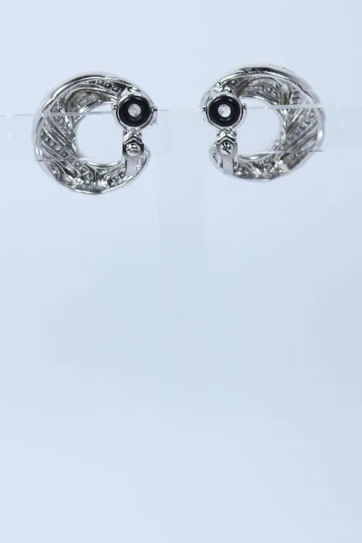 Platinum 1.30 Carat Diamond Crescent Clip On Earrings